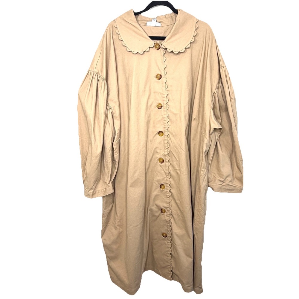 NWT Kika‎ Vargas x Target Beige Scalloped Collar Midi Lightweight Jacket Size 4X - Picture 7 of 14